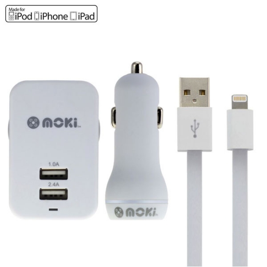 Picture of Moki Charge/Sync Wall/Car Charger & Cable MUSBLP Lightning (Each)